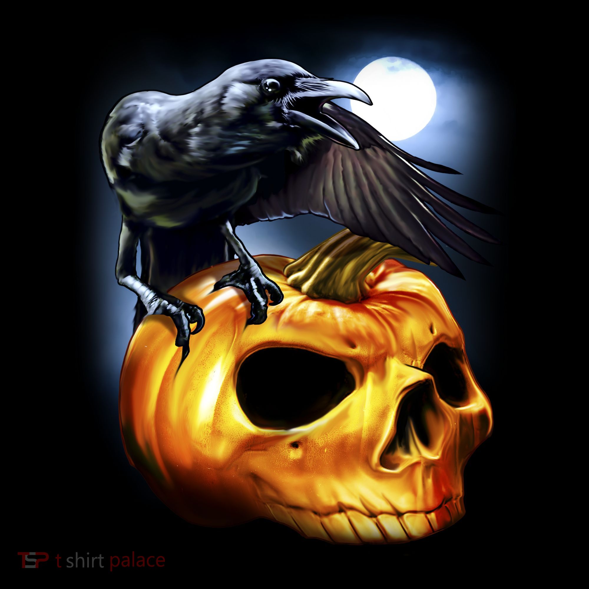 Crow Pumpkin Skull Halloween Button