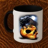 Crow Pumpkin Skull Halloween Coffee Mug thumb 2