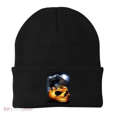 Crow Pumpkin Skull Halloween Beanie