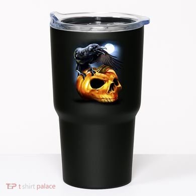 Crow Pumpkin Skull Halloween Tumbler