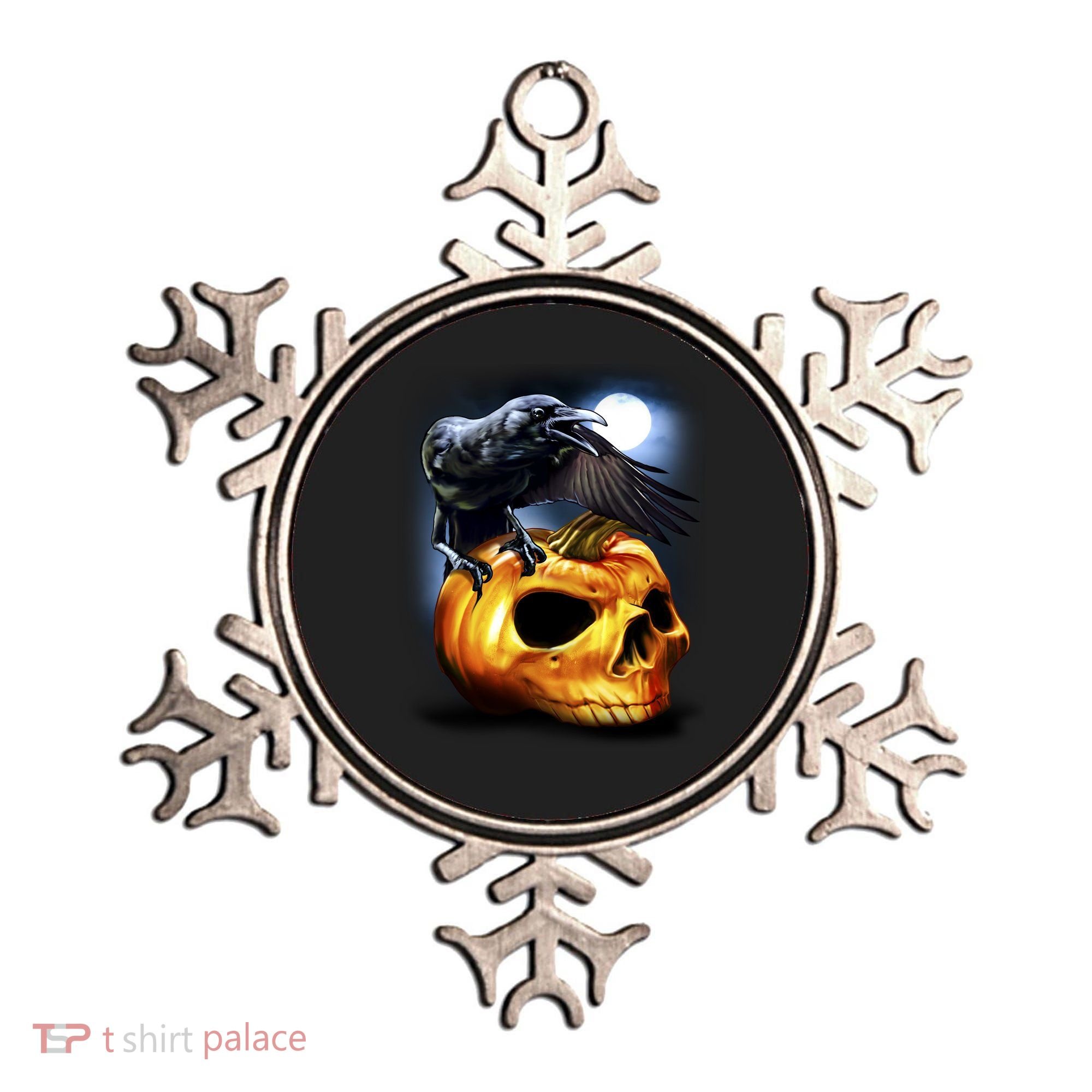 Crow Pumpkin Skull Halloween Ornament