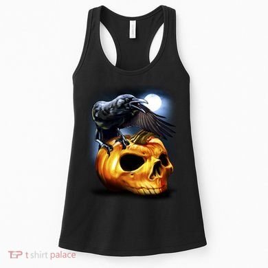 Crow Pumpkin Skull Halloween Women's Tank Top