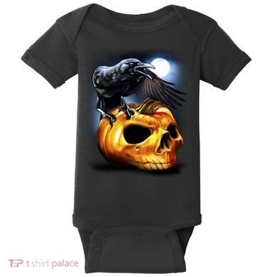 Crow Pumpkin Skull Halloween Baby Bodysuit