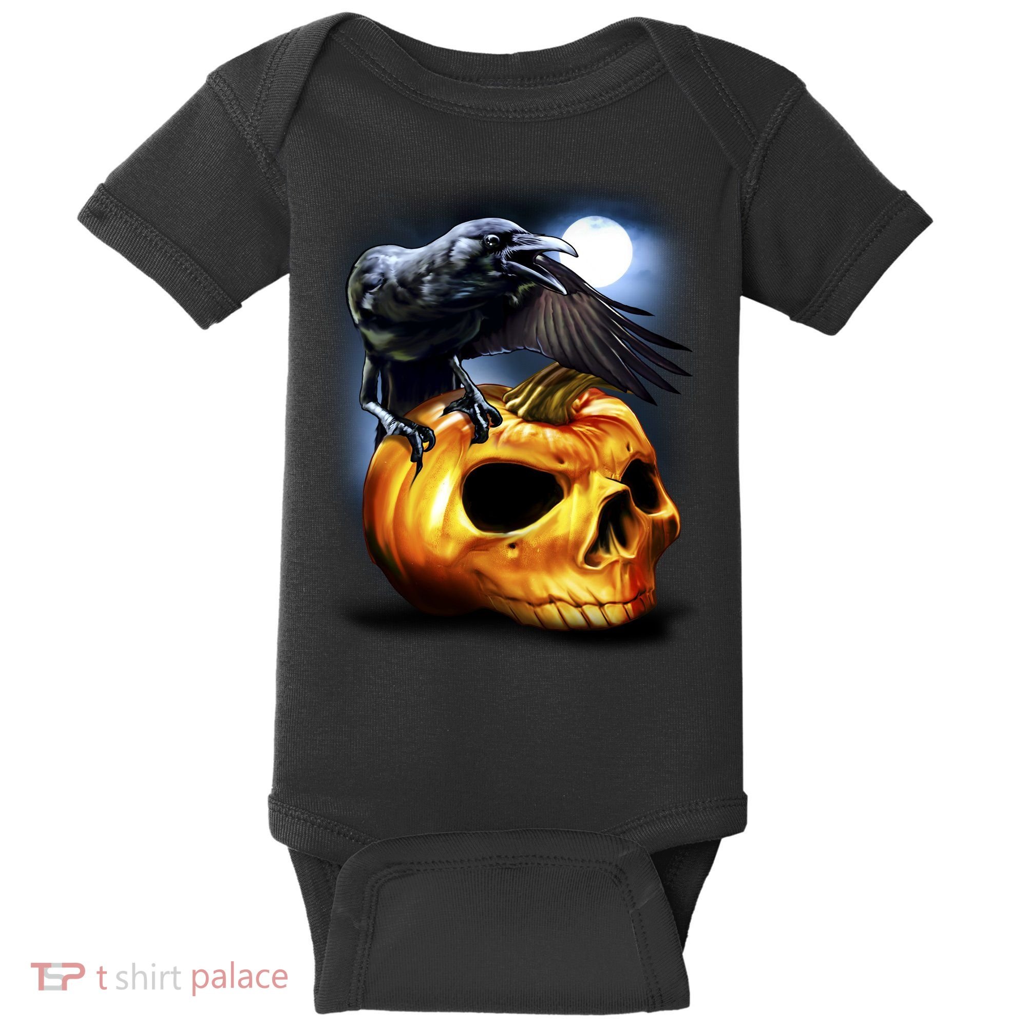 Crow Pumpkin Skull Halloween Baby Bodysuit