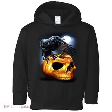 Crow Pumpkin Skull Halloween Toddler Hoodie