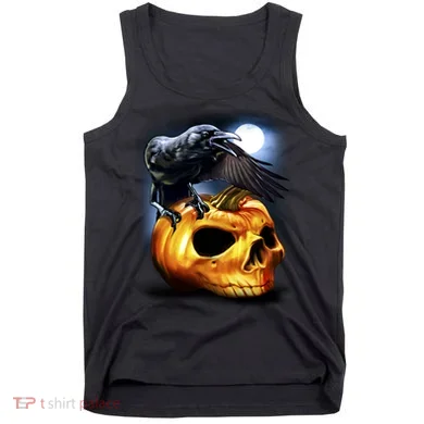 Crow Pumpkin Skull Halloween Tank Top
