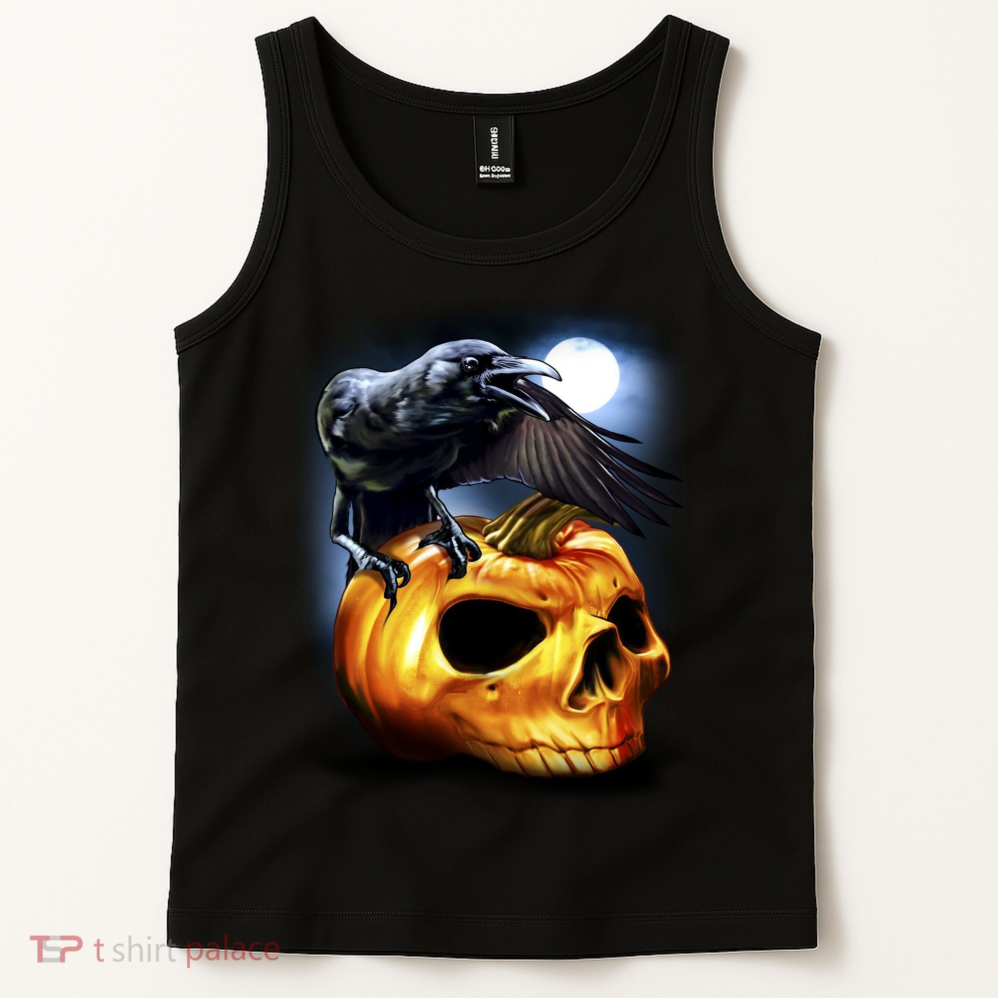 Crow Pumpkin Skull Halloween Tank Top