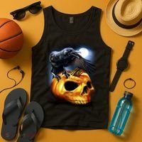 Crow Pumpkin Skull Halloween Tank Top thumb 4