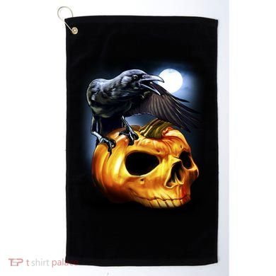 Crow Pumpkin Skull Halloween Golf Towel