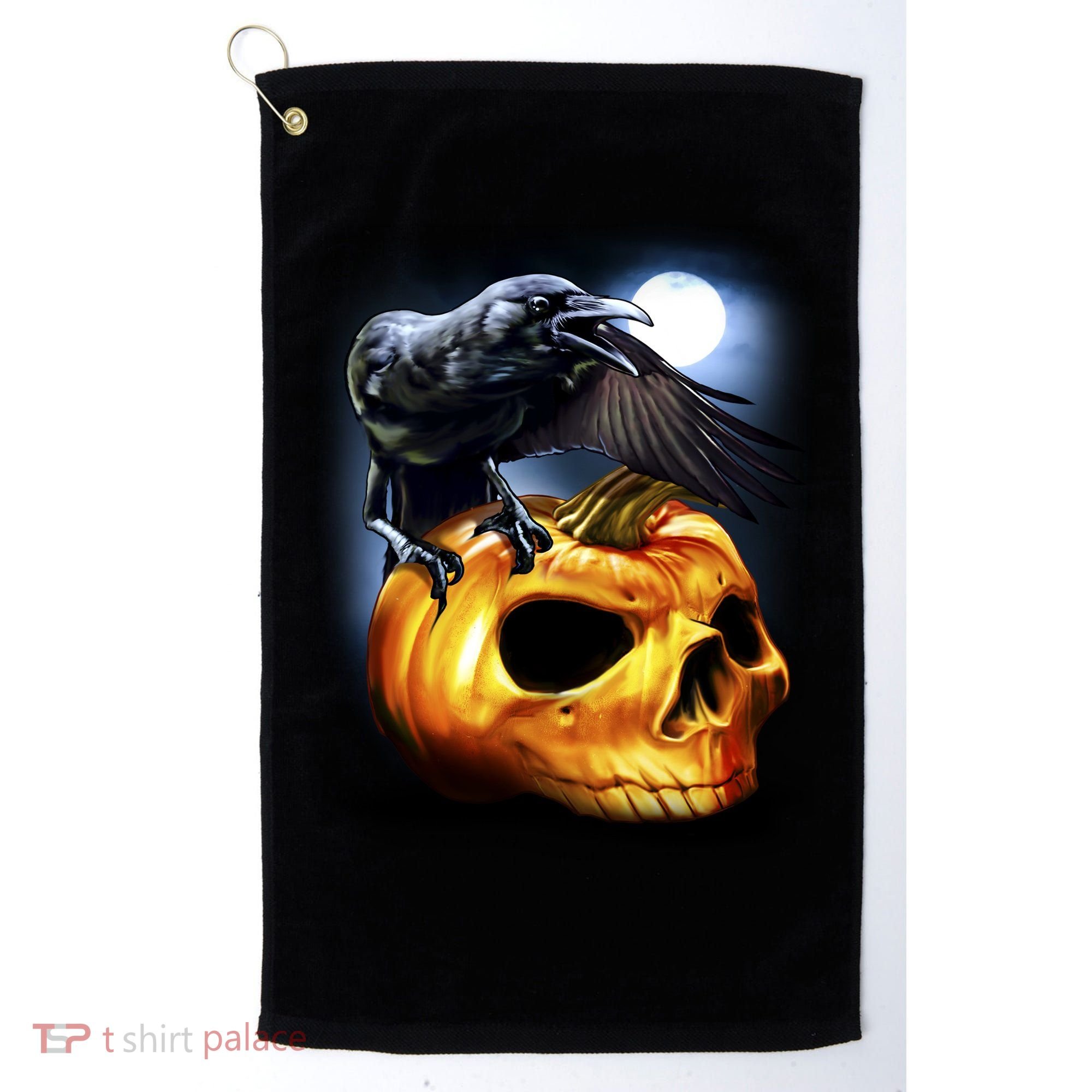 Crow Pumpkin Skull Halloween Golf Towel