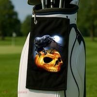 Crow Pumpkin Skull Halloween Golf Towel thumb 2