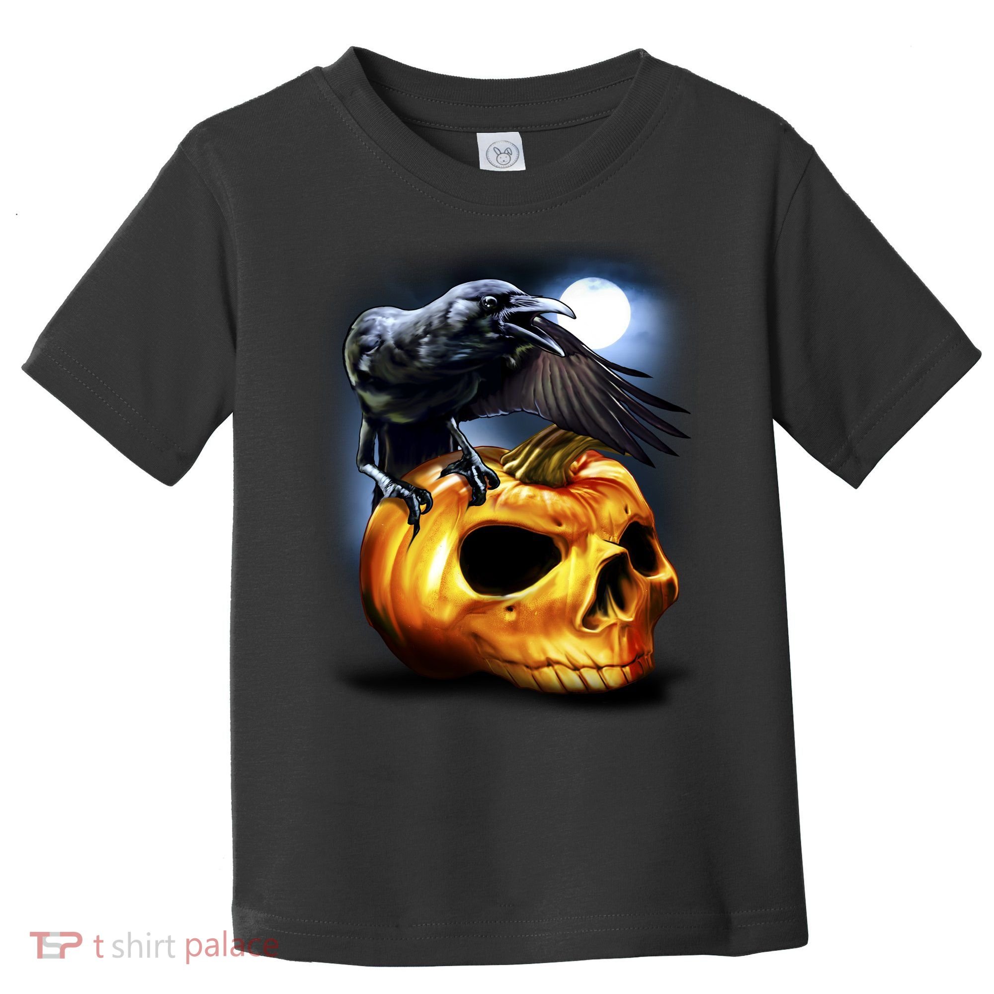 Crow Pumpkin Skull Halloween Toddler T-Shirt