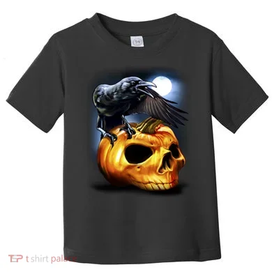 Crow Pumpkin Skull Halloween Toddler T-Shirt