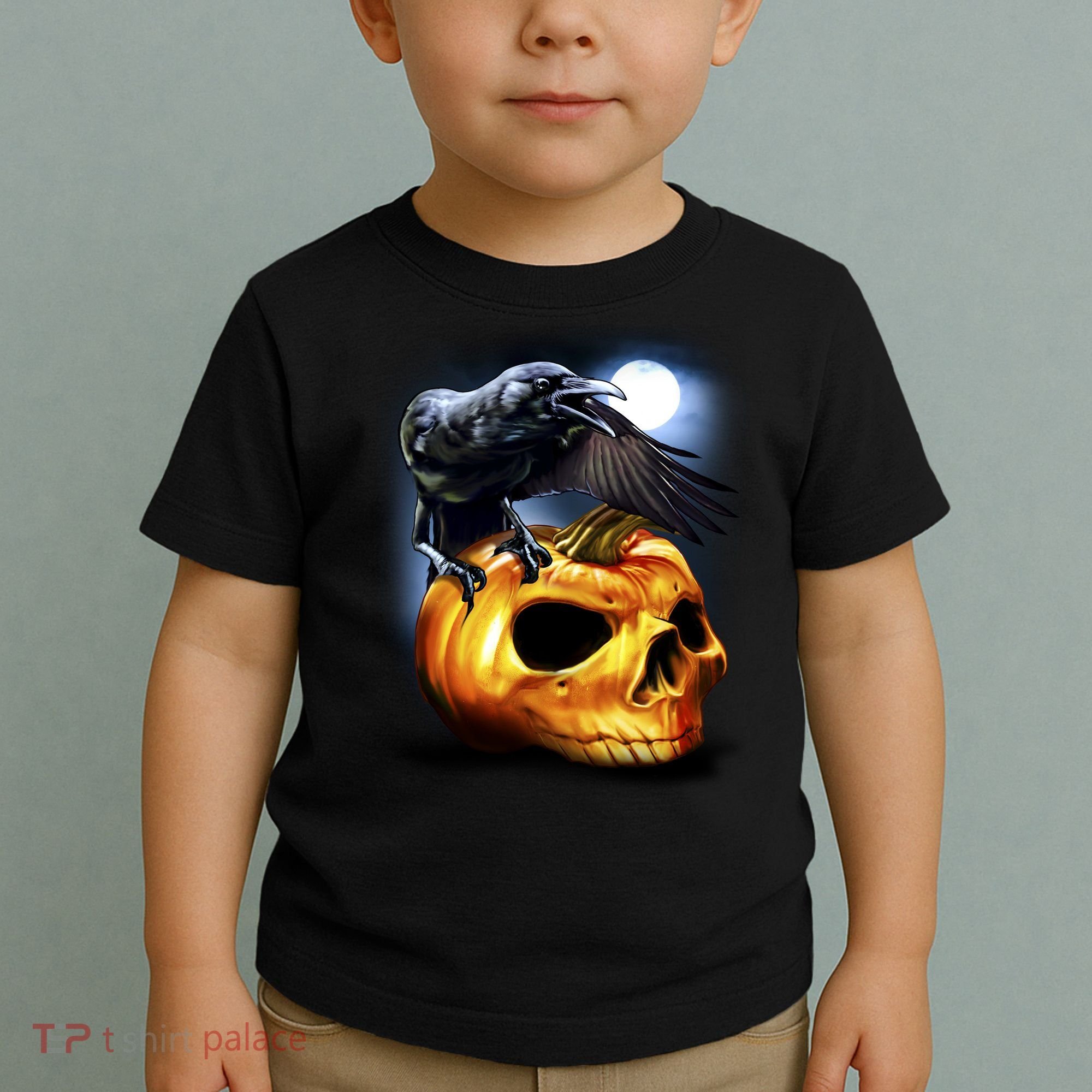Crow Pumpkin Skull Halloween Toddler T-Shirt