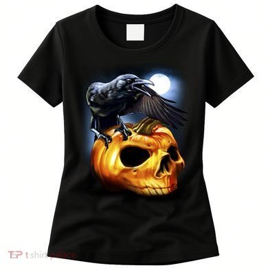 Crow Pumpkin Skull Halloween Women's T-Shirt