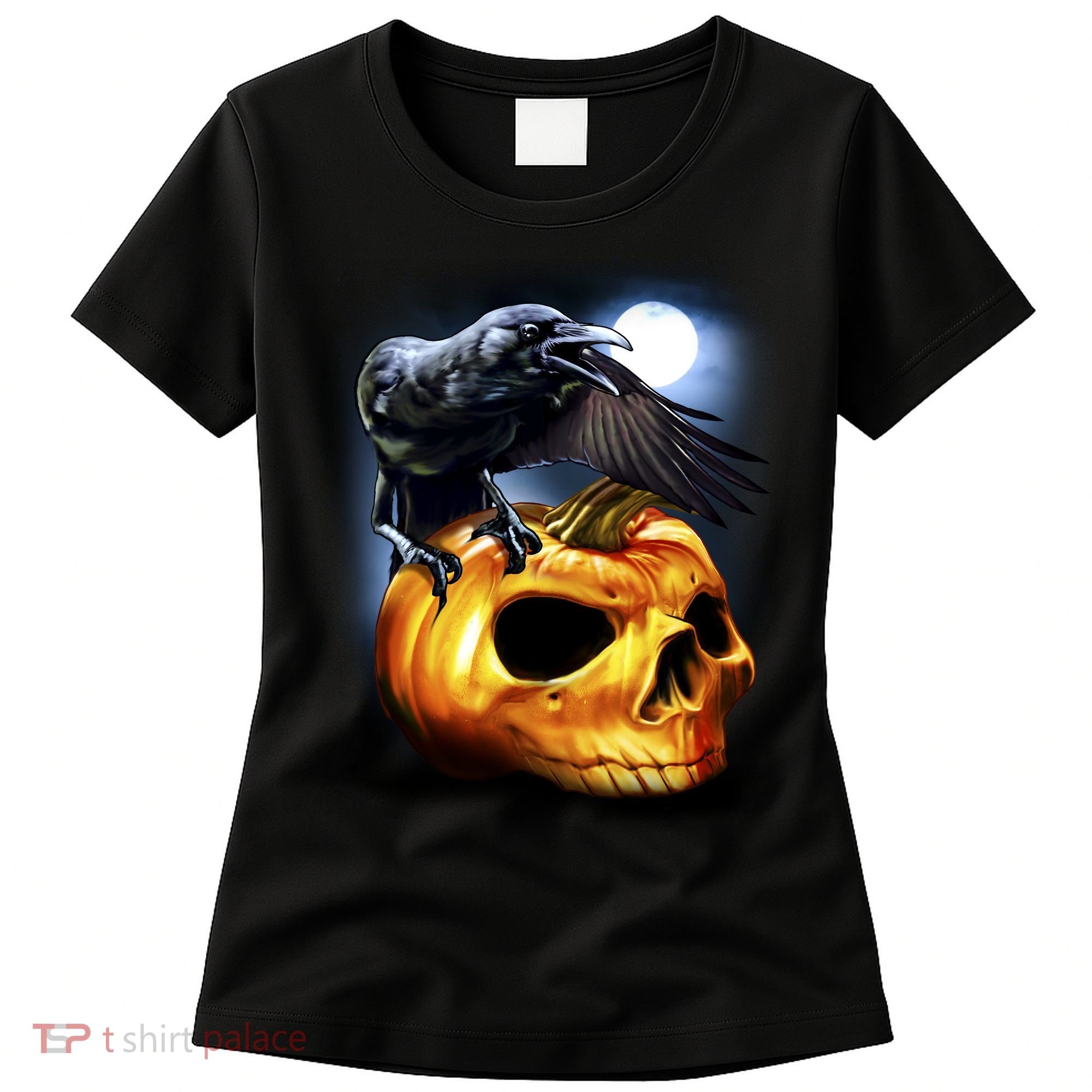 Crow Pumpkin Skull Halloween Women's T-Shirt