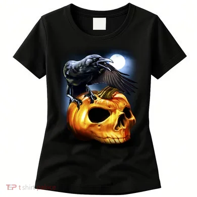 Crow Pumpkin Skull Halloween Women's T-Shirt