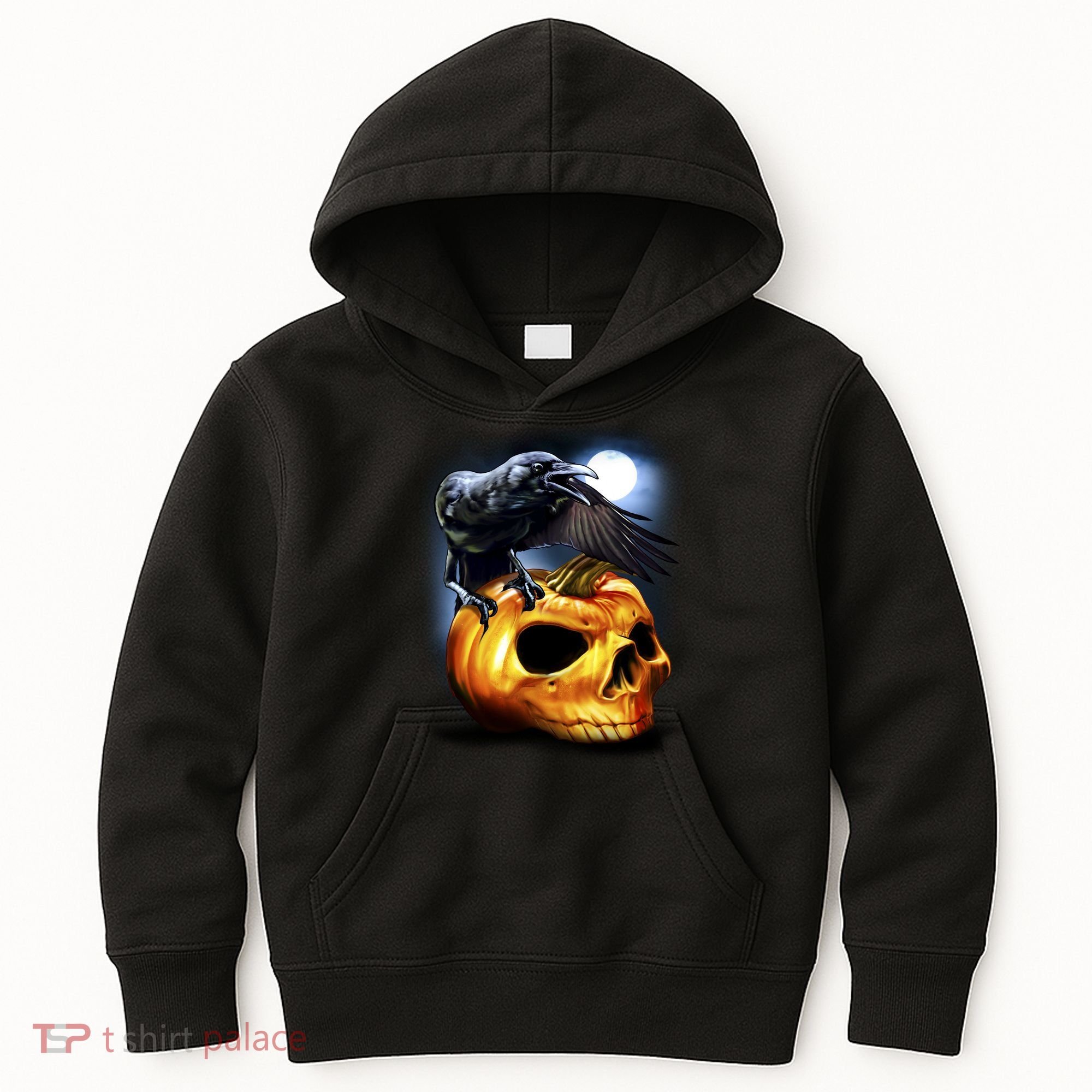 Crow Pumpkin Skull Halloween Kids Hoodie