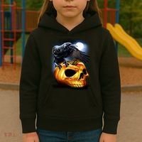 Crow Pumpkin Skull Halloween Kids Hoodie thumb 3