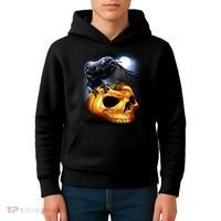 Crow Pumpkin Skull Halloween Kids Hoodie thumb 4