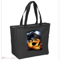 Crow Pumpkin Skull Halloween Tote Bag thumb 2