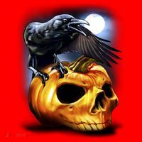 Crow Pumpkin Skull Halloween Santa Hat thumb 1
