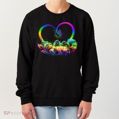 Cute Rainbow Paint Kitten Butterfly Heart Women's Sweatshirt