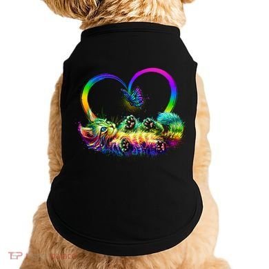 Cute Rainbow Paint Kitten Butterfly Heart Doggie Tank