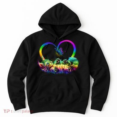 Cute Rainbow Paint Kitten Butterfly Heart Hoodie