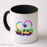 Cute Rainbow Paint Kitten Butterfly Heart Coffee Mug thumb 0