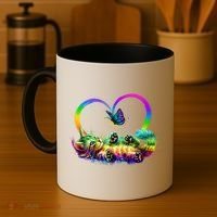 Cute Rainbow Paint Kitten Butterfly Heart Coffee Mug thumb 4