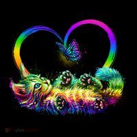 Cute Rainbow Paint Kitten Butterfly Heart Coffee Mug thumb 5