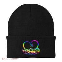 Cute Rainbow Paint Kitten Butterfly Heart Beanie thumb 0