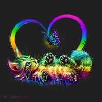 Cute Rainbow Paint Kitten Butterfly Heart Beanie thumb 2