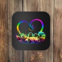 Cute Rainbow Paint Kitten Butterfly Heart Coaster thumb 0