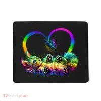 Cute Rainbow Paint Kitten Butterfly Heart Mousepad thumb 0