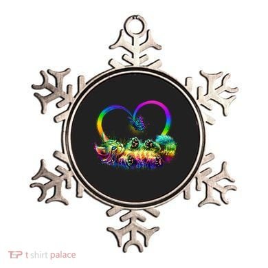 Cute Rainbow Paint Kitten Butterfly Heart Ornament