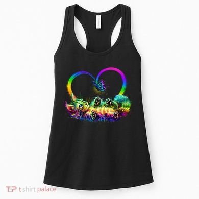 Cute Rainbow Paint Kitten Butterfly Heart Women's Tank Top