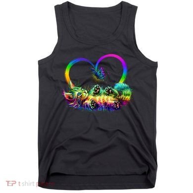 Cute Rainbow Paint Kitten Butterfly Heart Tank Top