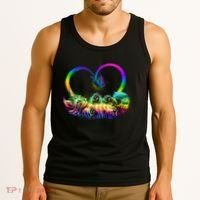 Cute Rainbow Paint Kitten Butterfly Heart Tank Top thumb 3