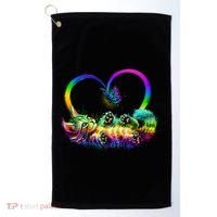 Cute Rainbow Paint Kitten Butterfly Heart Golf Towel thumb 0