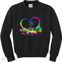 Cute Rainbow Paint Kitten Butterfly Heart Kids Sweatshirt thumb 0