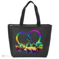 Cute Rainbow Paint Kitten Butterfly Heart Tote Bag thumb 0