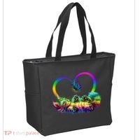 Cute Rainbow Paint Kitten Butterfly Heart Tote Bag thumb 2