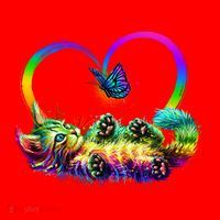 Cute Rainbow Paint Kitten Butterfly Heart Santa Hat thumb 1