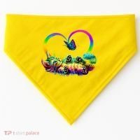 Cute Rainbow Paint Kitten Butterfly Heart USA-Made Doggie Bandana thumb 0