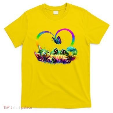 Cute Rainbow Paint Kitten Butterfly Heart T-Shirt