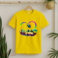 Cute Rainbow Paint Kitten Butterfly Heart T-Shirt thumb 2