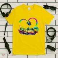 Cute Rainbow Paint Kitten Butterfly Heart T-Shirt thumb 5