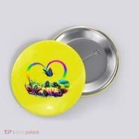 Cute Rainbow Paint Kitten Butterfly Heart Button thumb 0